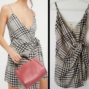 Free People Gingham Tie Dress, Size 0, never worn